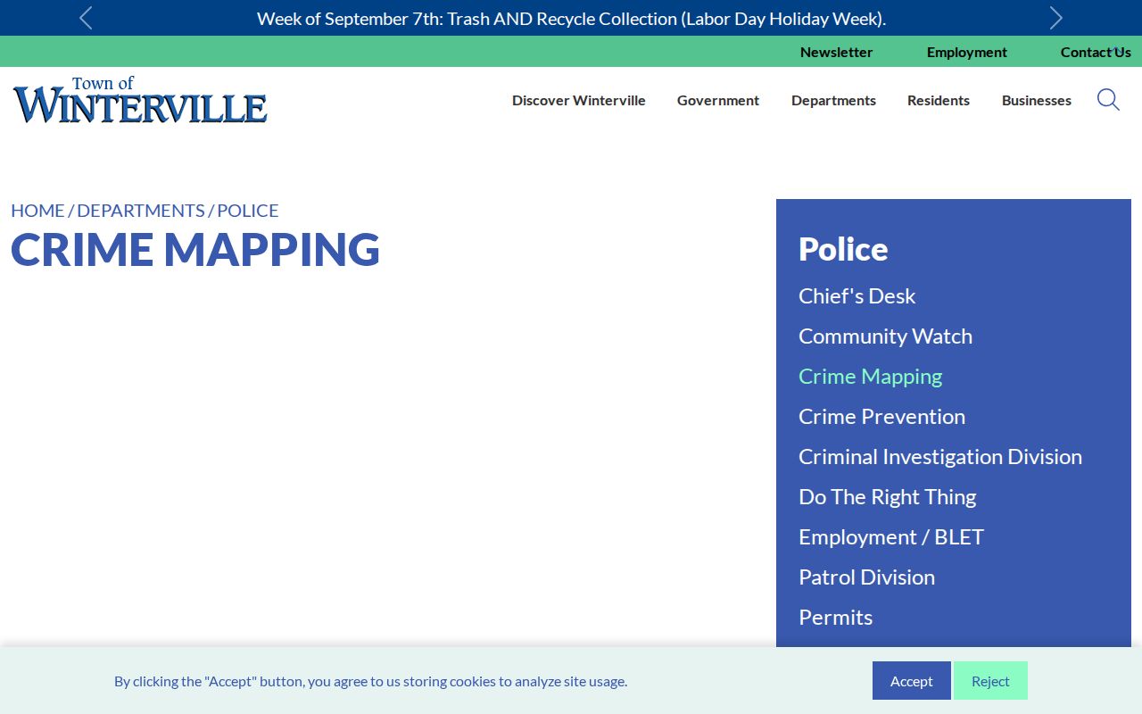 Winterville Police official crime mapping page