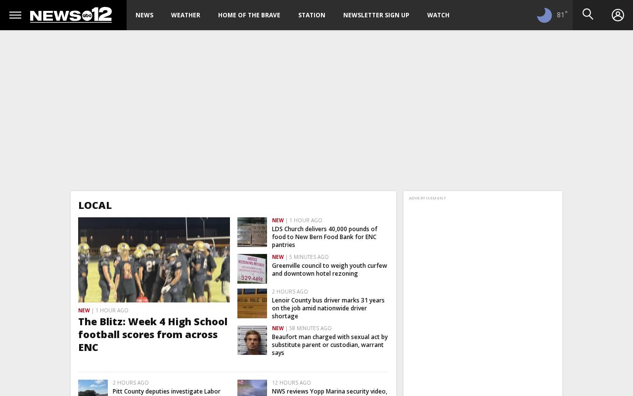 WCTI local news page covering Pitt County and eastern North Carolina